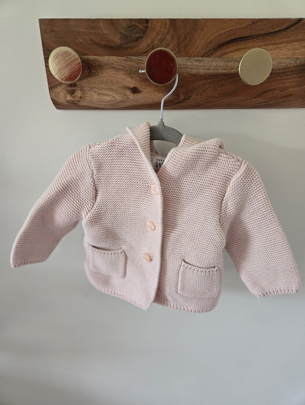 Baby Gap Hooded Knit Cardigan Jacket - Light Pink
